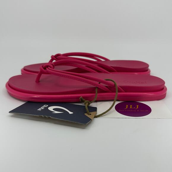 OluKai Women's 'Aka Water Resistant Knotted Thong Sandals Pink Plumeria Size 6 - Picture 5 of 11